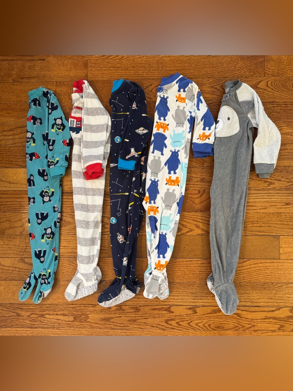 2T Boy Carter’s Fleece Footed Pajamas - Set of 5